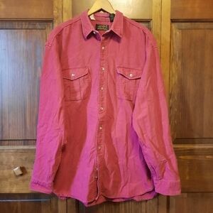 Vintage Eddie Bauer 100% cotton red flannel button up shirt size XL Tall